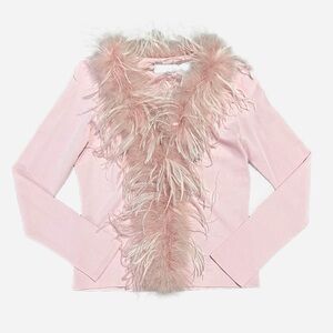 Vintage 90’s  Dana Buchman Feathery pink button down cardigan top medium NWT